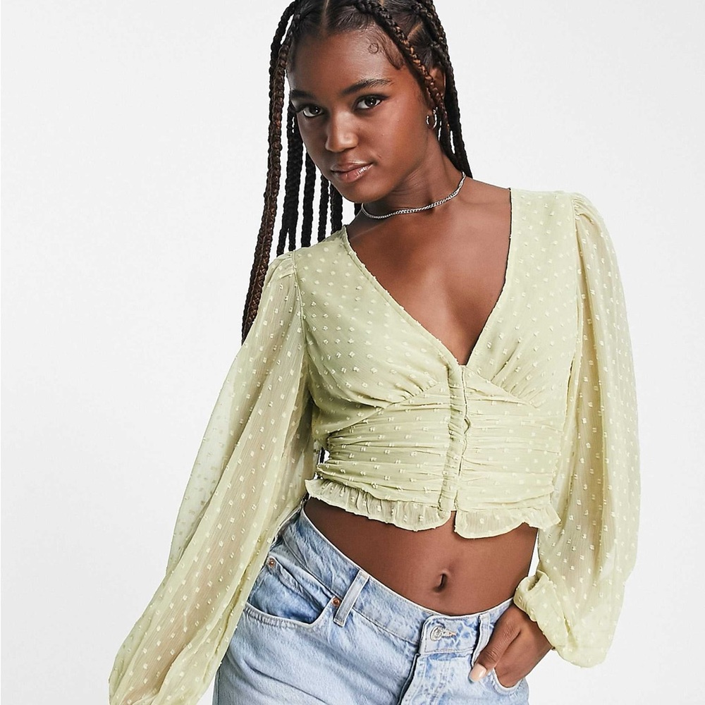 Stradivarius dobby corset top in khaki